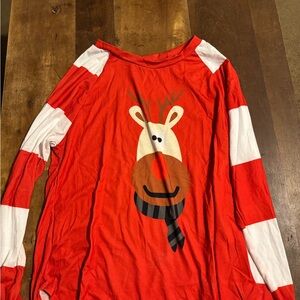 Red and White Reindeer Long Sleeve Top